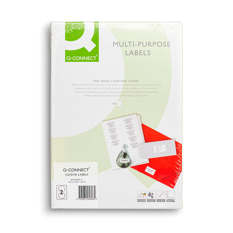 Q Point Label Q-Connect Multi-purpose Labels - CD-DVD Labels (100 Labels)